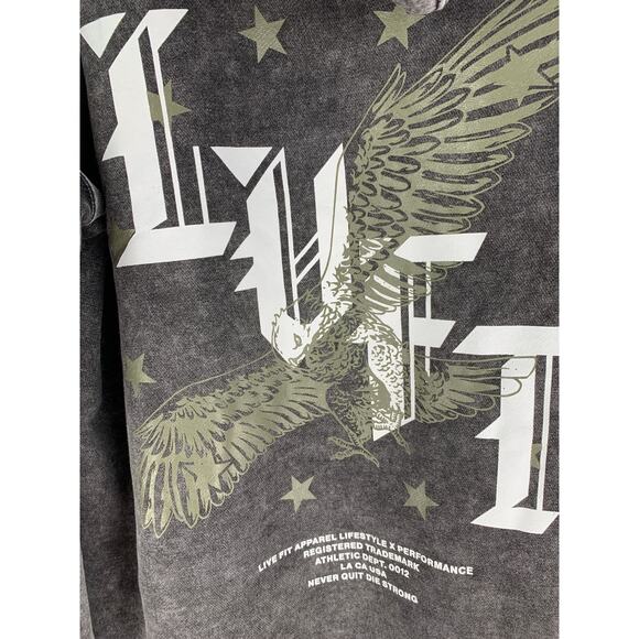 Live Fit Apparel Honor Hoodie Vintage Black Unisex Large New LVFT Never Quit - Picture 10 of 13